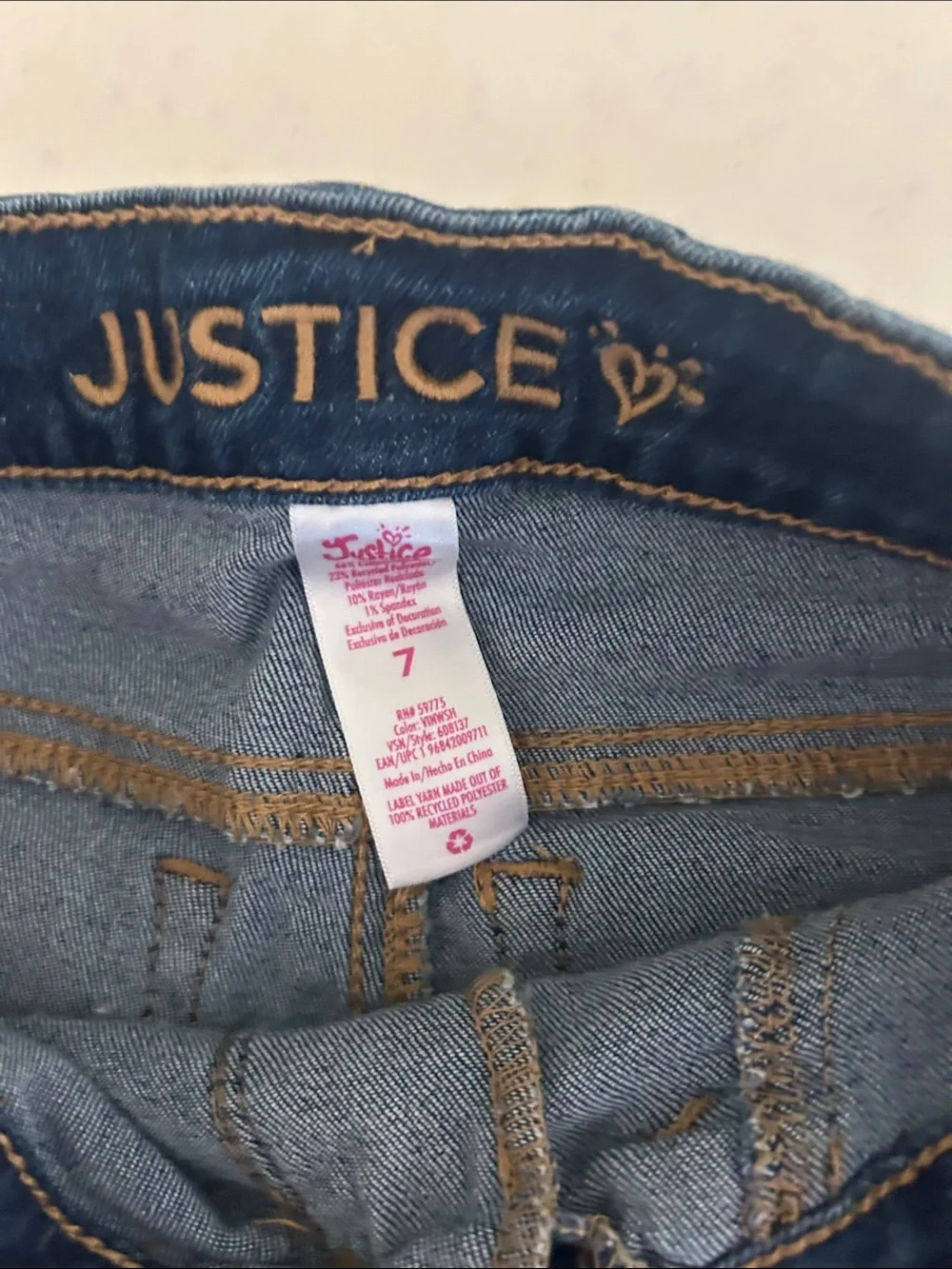 Justice Denim Sequin Shorts - Iridescent Multicolor on Blue